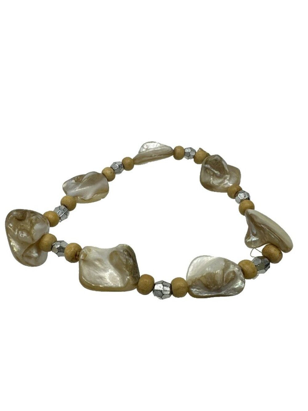 Gemstone Bracelet Stretch Asymmetrical Iridescent White Natural Fashion Boho